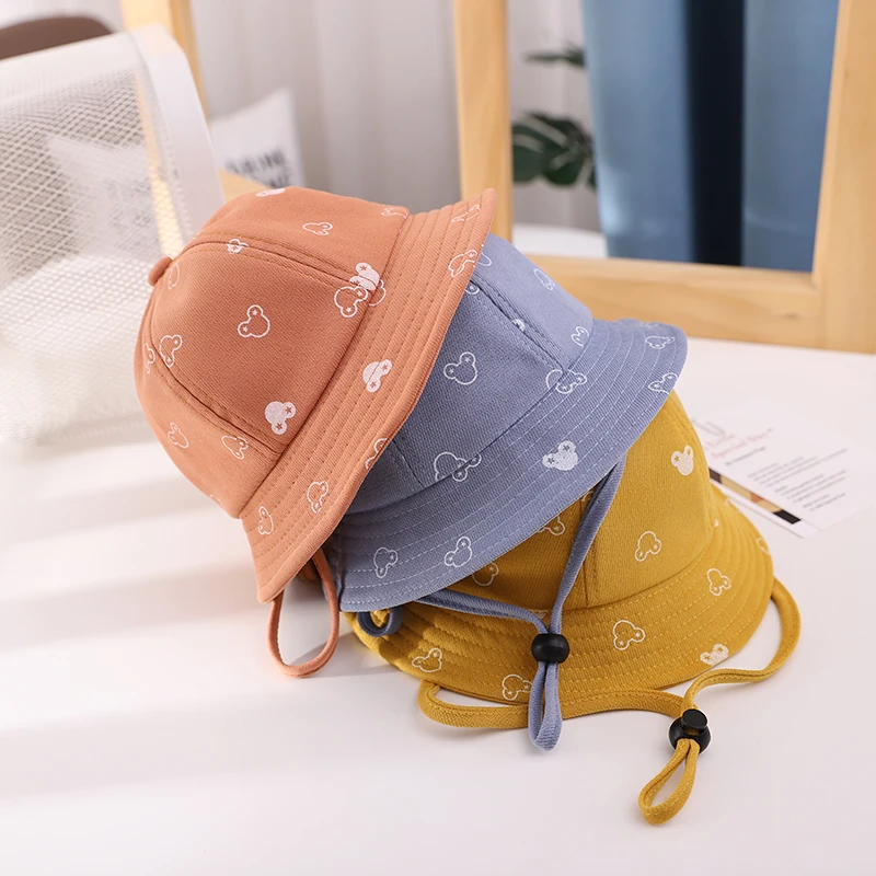 Summer Cartoon Baby Hat Kids Windproof Bucket Hat UV Protection Beach Sun Hats For Girls And Boys Children Cute Buckets Cap