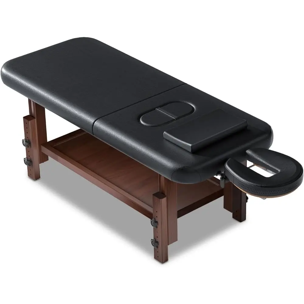 

Luxury Wooden Massage Table with 4 Memory Foam, 80L x 32W, Adjustable Height, PU Leather, Storage Shelf for Spa & Therapy