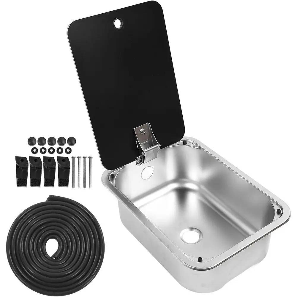 

Одинарная мойка из нержавеющей стали для автодомов с крышкой из закаленного стекла и сливным отверстием 40 мм, 15 x 11 x 5.4 дюйма, для баров и кухонь (SMA)