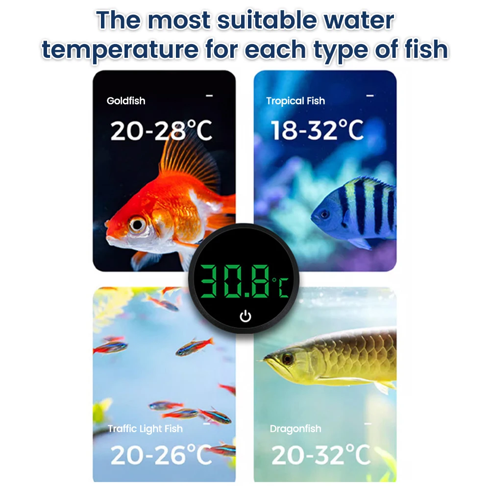 Aquarium Thermometer LCD Digital Display Fish Tank Electronic Thermometer Suitable For Fresh Water Sea Water Tanks