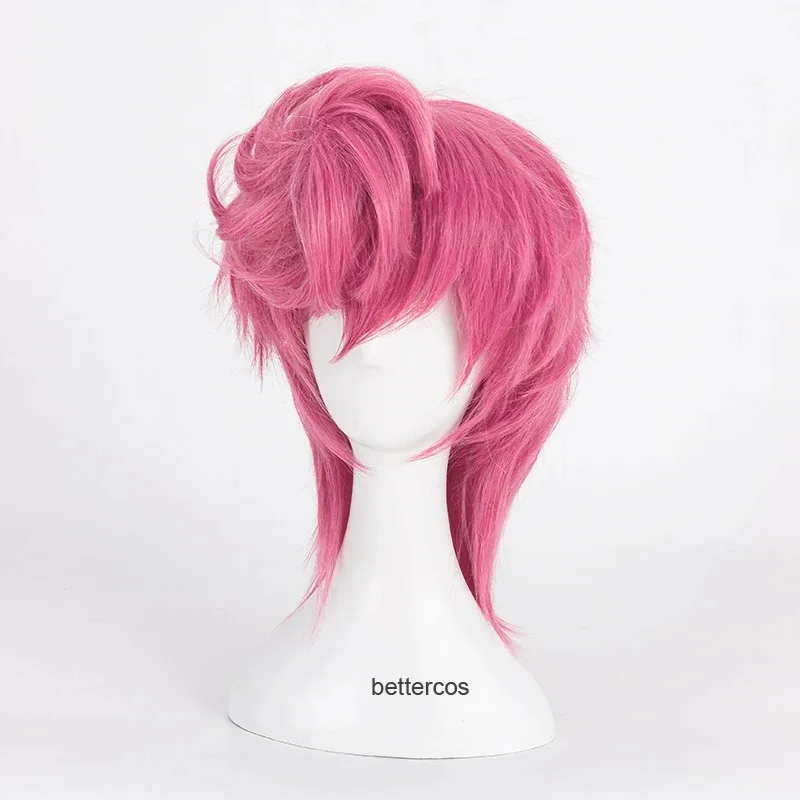 2025 Le bizzarre avventure di JoJo Golden Wind Trish Una Cosplay Capelli sintetici corti rosa resistenti al calore + berretto per parrucca