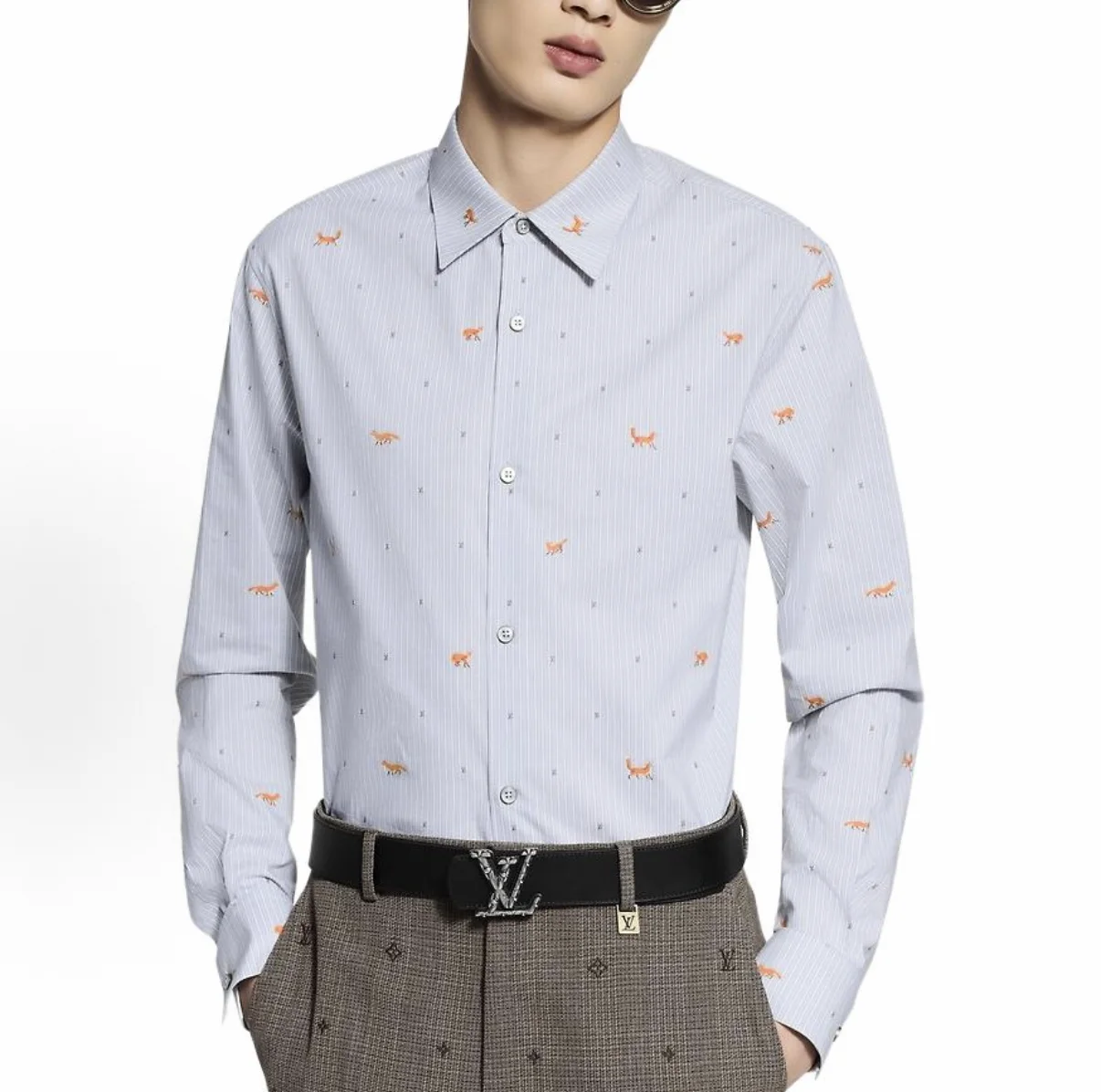 

Adam Casual Style Long Sleeve Striped Cutwork Shirt for Women Spring 2026 Regular Fit Casual Wear Couple's Shirt Light Blue