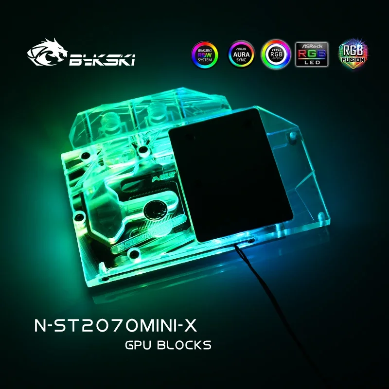 Imagem -03 - Bykski Bloco de Água para Uso em Zotac Rtx2070 8gd6 Mini oc Rtx 2060 Amp Rtx 2060 Super Mini 2070 Soprador Tampa Bloco de Radiador de Cobre