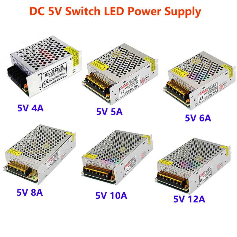 DC5V Switch LED Power Supply 4A/5A/6A/8A/10A/12A/20A/30A/40A/60A/70A Adapter Lighting Transformer WS2812B WS2801 SK6812LED Strip