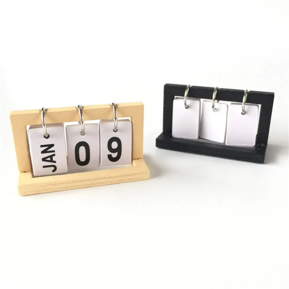 Creative Mini Calendar Living Room Small Model Office Desk Decoration Simulation Wooden Desk Calendar Dolls