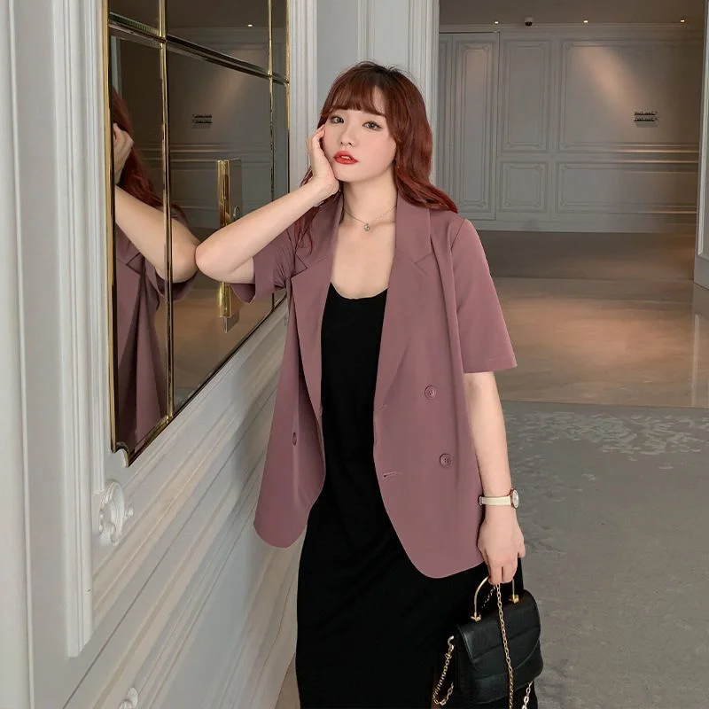 

Summer plus Size MM 300 Pou Extra Large Thin ort Sve Loose Outerwear Office Lady Sle Women's Faionable irt