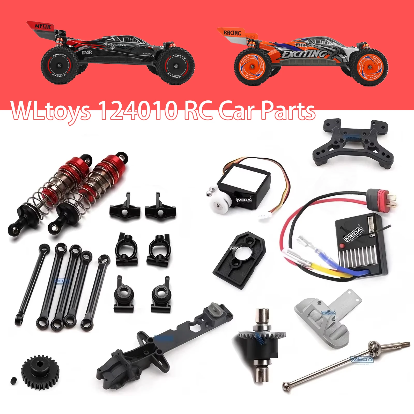 

WLtoys 1/12 124010 RC Car Original Spare Parts Chassis ESC Anti-Collision Component Dog Bone Carbon Brush Motor Shock Absorber
