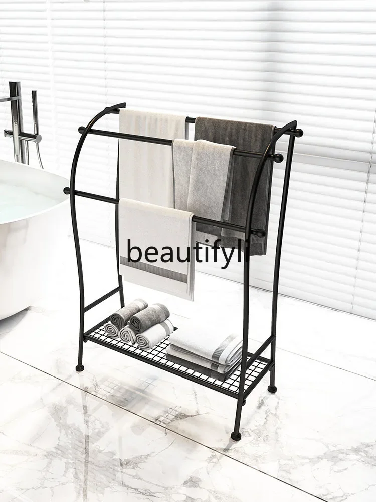 Toilet towel rack Floor-to-ceiling hanger Shelf No punching Household storage Coat rack Bathroom towel rack