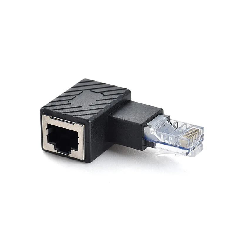 Adaptor Ethernet sudut kanan kiri atas bawah, 90 derajat dan 270 derajat RJ45 8P8C Ethernet Female ke 8P8C Male Adapter