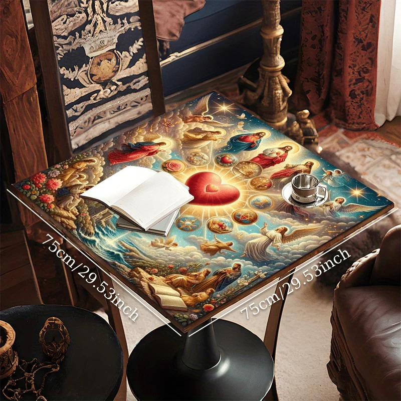 

VIKAMA Sacred Heart and Celestial Symbols Tarot Tablecloth Mystical Astrology Tarot Reader Meditation Home Decor Tablecloth