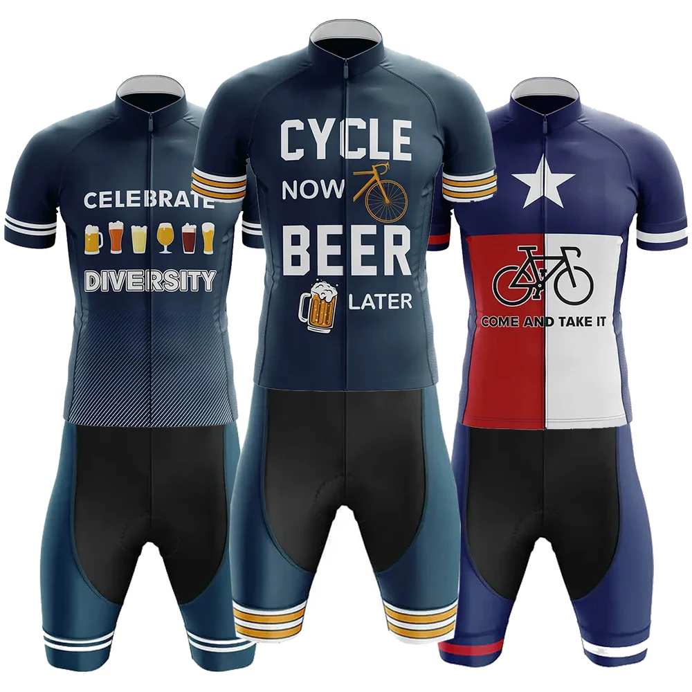 

Cycle Now Beer Later Cycling Jersey Road Bike Maillot JERSEY Shorts Set Men Fast Dry Ropa Ciclismo Bicycle Clothing Sleeveless