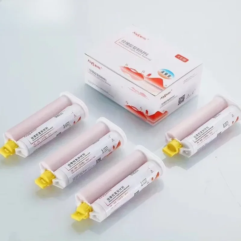 Dental Impression Material Lightweight Silicone Rubber Elastic Elastomer Mixed Rubber Head Gun Bite Registration Manual Lab Tool