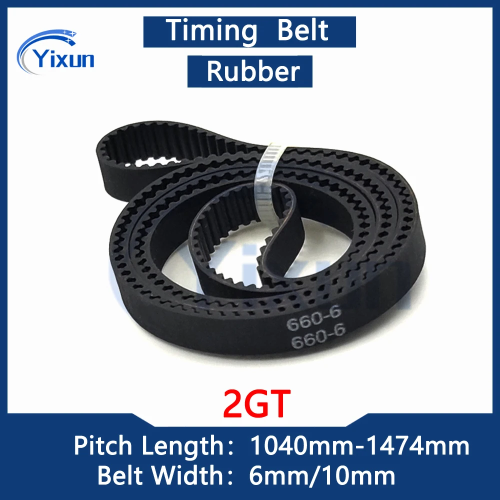 2GT Arc Tooth Rubber Timing Belt Length 1040mm-1474mm Width 6mm/10mm 2M Synchronous Belt GT2 3D Printer Accessory G2M Drive Belt