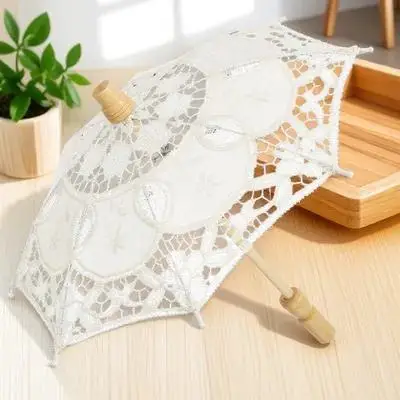 

Lace Cotton Umbrella Elegant Bridal Parasol For Wedding Photography Prop Costume Decoration Tea Party Ornament Embroidery