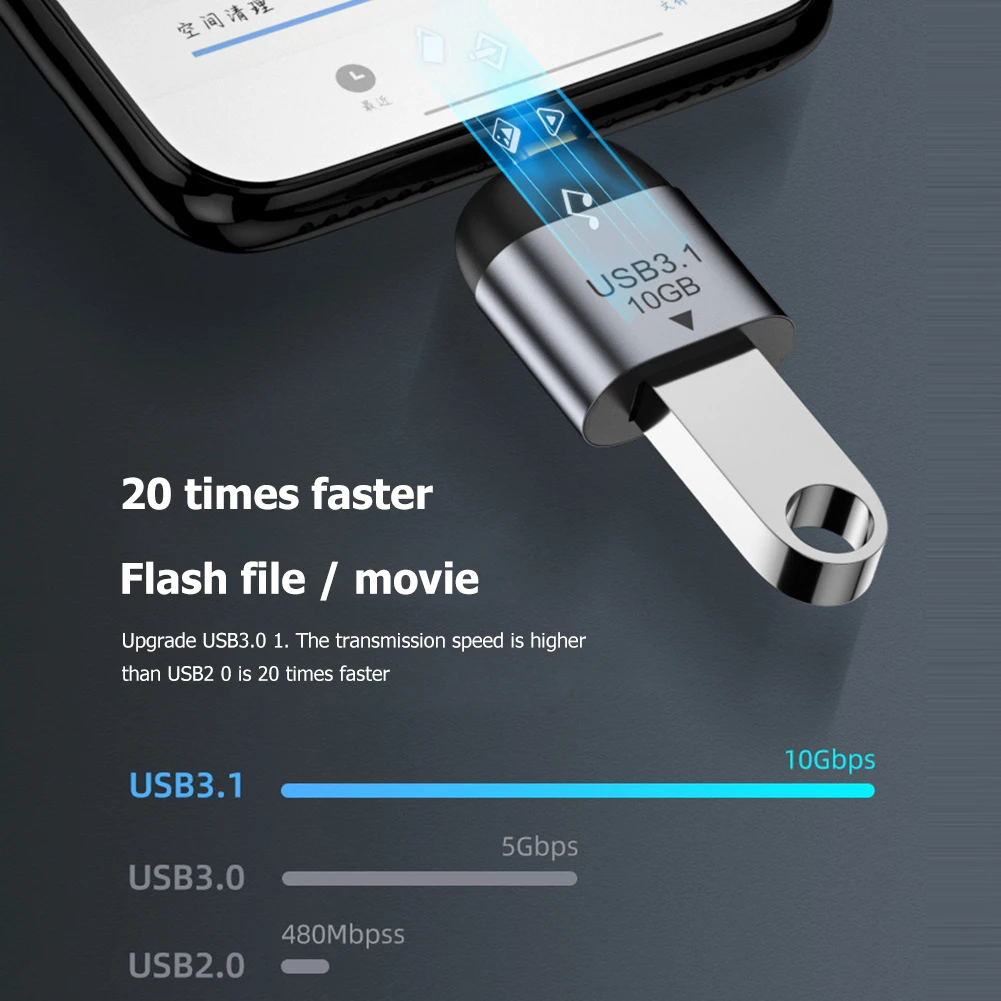 OTG 어댑터 USB A 3.1 수-USB C 타입 암 변환기, U 스틱 하드 스틱 데이터 케이블, USB C 타입 듀얼 암 커넥터