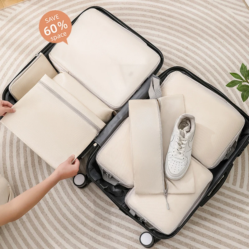 4Pcs Travel Compressible Packing Storage Bag Portable Cubes Waterproof Suitcase Clothes Organizers Handbag Luggage Storage Cases