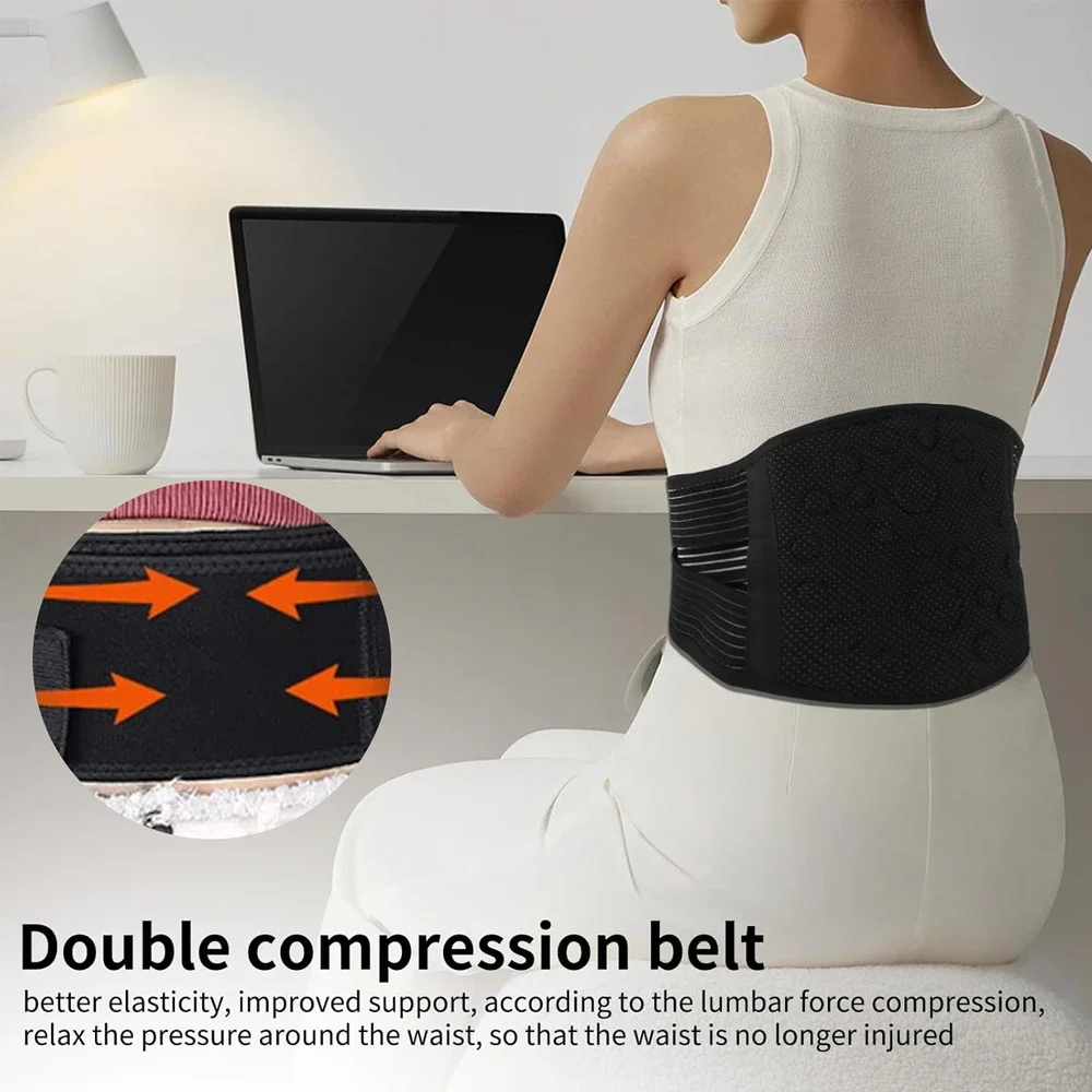 Self-heating Lumbar Magnet Belt,Thermal Magnetic Therapy Tourmaline Lower Back Waist Support Belt Brace for Pain Relief Sciatica