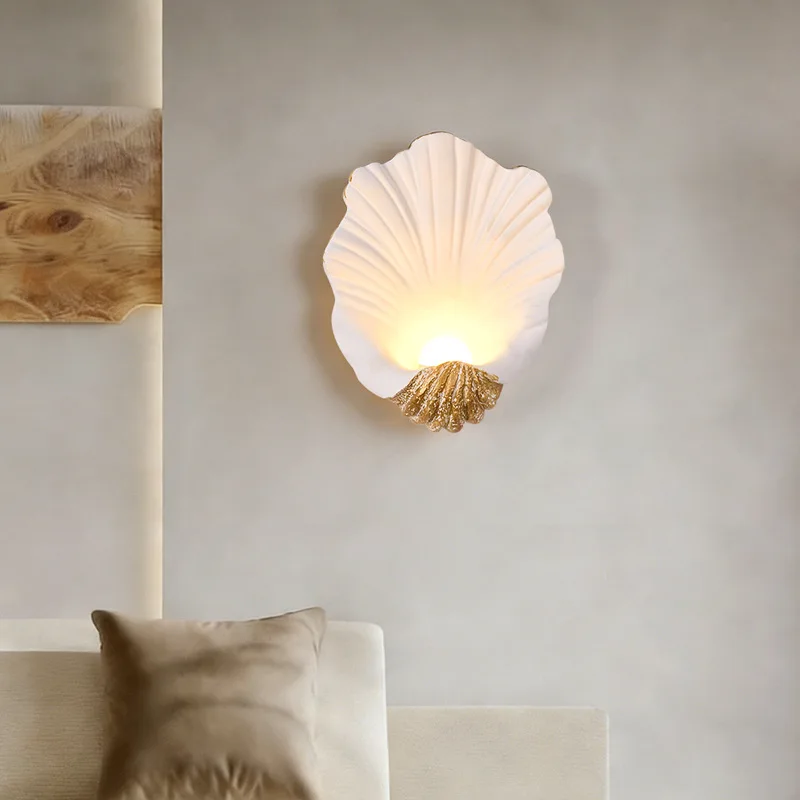 Modern Creativity Wall Lamps Resin Shell Design LED Wall Sconces Living Room Bedroom Bedside Table