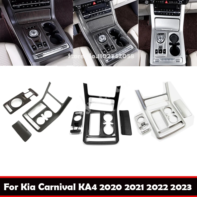 LHD For Kia Carnival KA4 2020 2021 2022 2023 Interior Central Control Gear Box Shift Panle Front Water Cup Holder Storage Cover