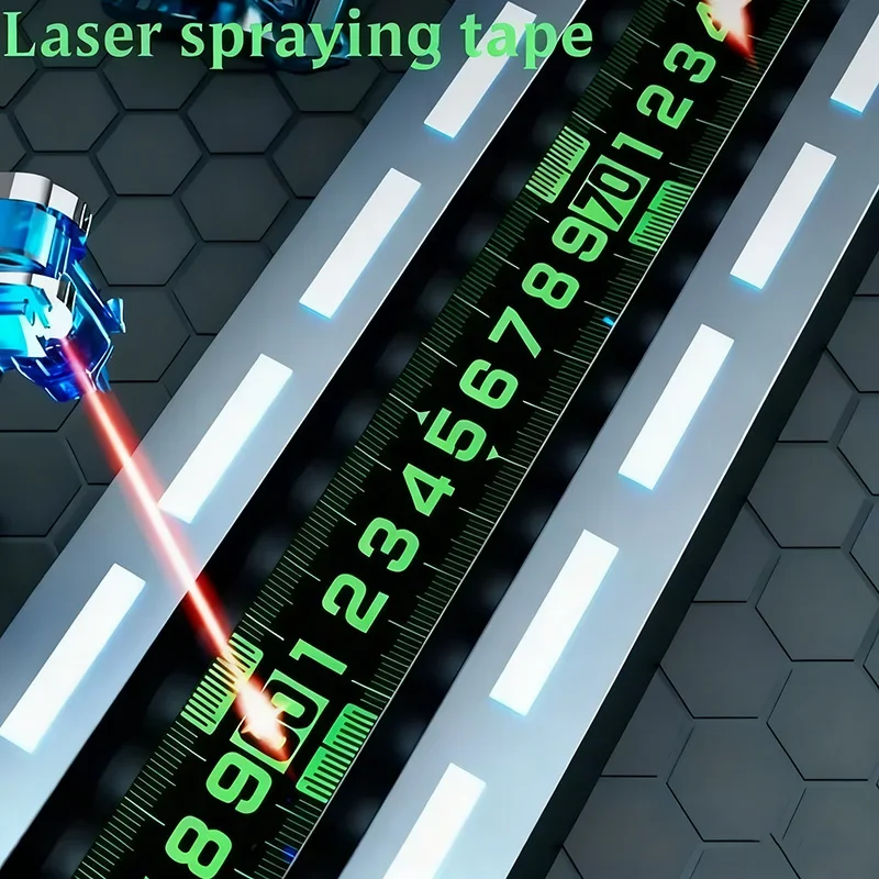 شريط قياس فلورسنت ذاتي القفل احترافي 3/5/7.5/10 متر، شفرة متينة واسعة مع مقياس متري، قياس عالي الدقة #4