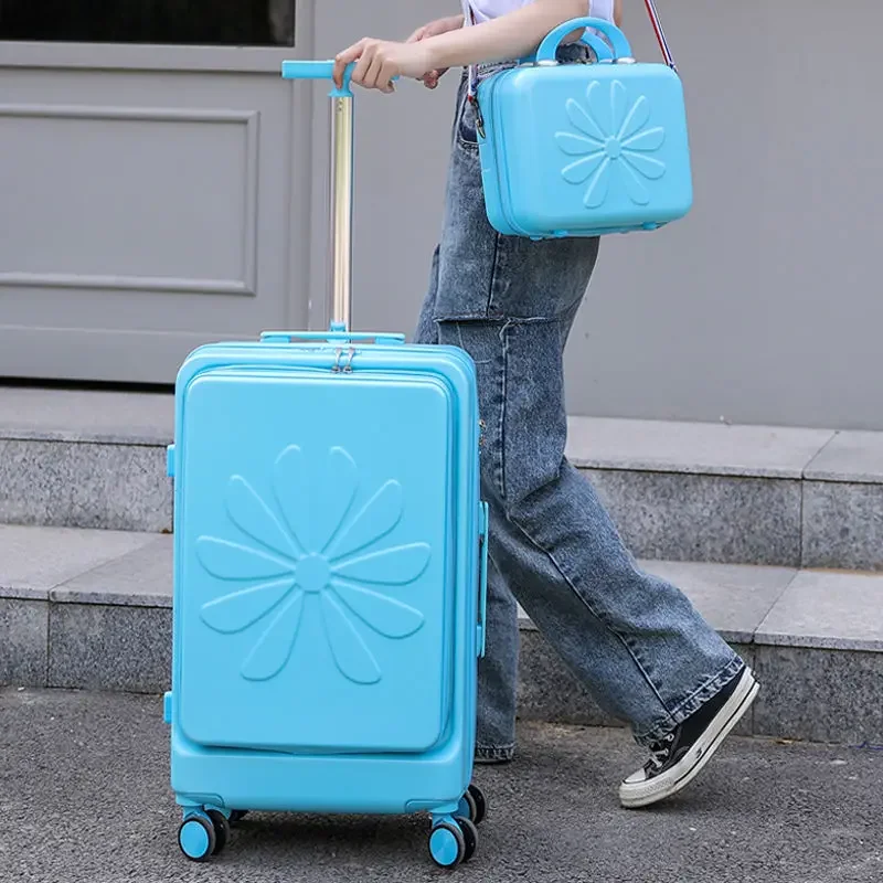 2023 new innovative travel luggage set 20/24 inch suitcase with front computer bag fashion travel trolley suitcase wheels 2PCS