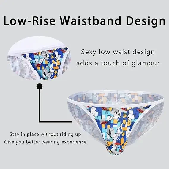 Jinshi Men's Briefs Breathable Underwear Cartoon Print Comfortable Tagless Briefs Mens Printed Briefs