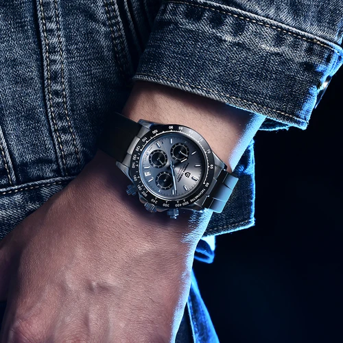 Imagen 2 del producto PAGANI DESIGN 1664 reloj mecánico automático de lujo para hombre movimiento VK63 AR cristal de zafiro caucho 100m reloj impermeable para hombre