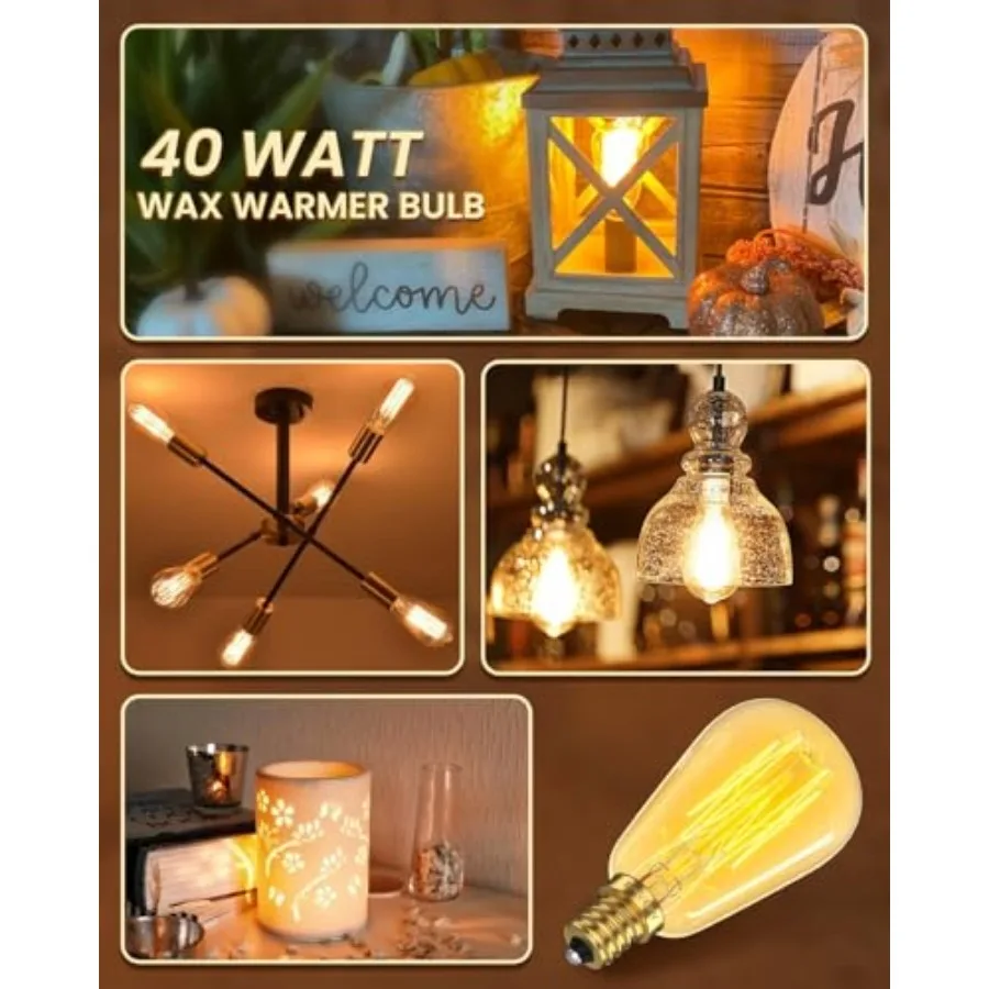 0 Watt Light Bulb for Candle Wax Warmer Lamp, E1 Edison Bulb, ST38 Dimmable Scentsy Light Bulbs, 00K Antique Vintage Style Ligh