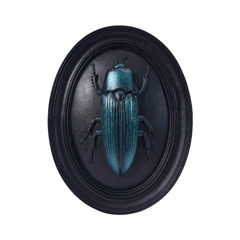 Black Base Wall Plaque with Insect Embossing Design for Living Room Accent JOMD
