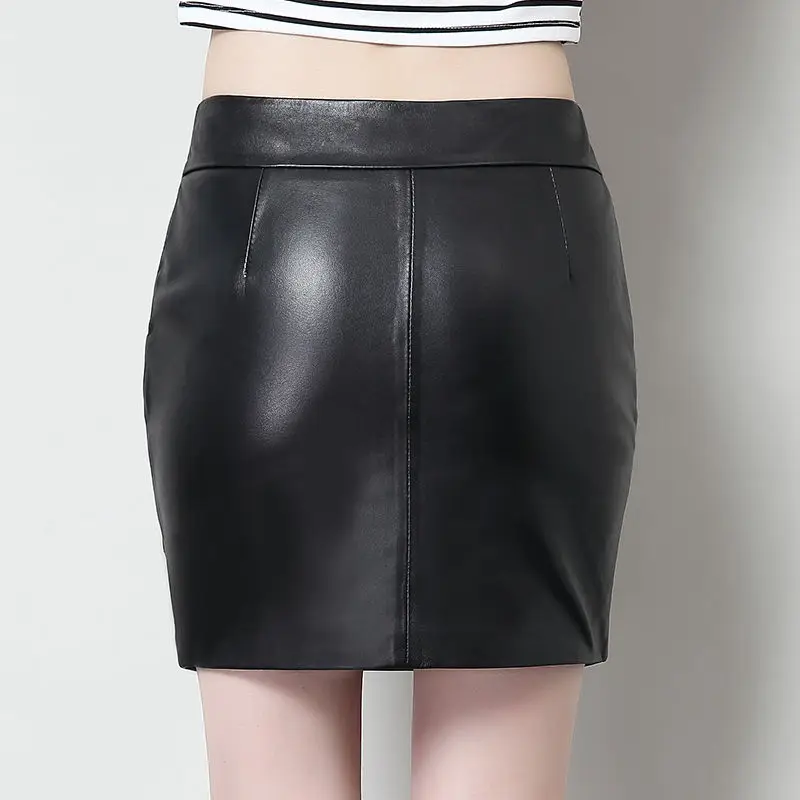 

2024 New Elegant Women's Leather Skirts Solid Color Short Skirt Fashionable Casual Bottoms Female Middle Waist Clothes T783