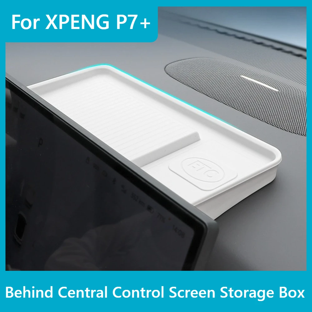 

For XPENG P7+ Car Behind Dashboard Screen Storage Box Silicone Organize Tray Washable Anti-slip Car Interior Accessories
