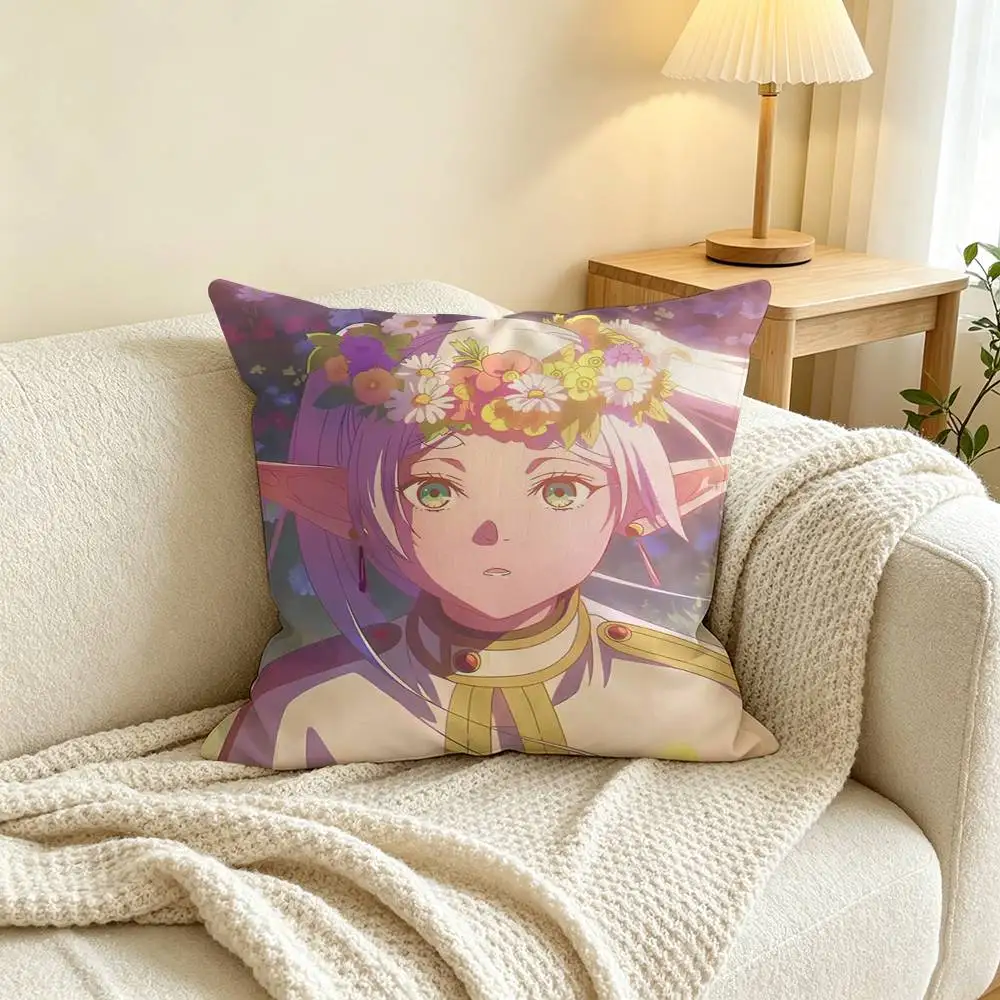 Frieren Beyond Journeys End Frieren Pillow Case Square Double-Sided Sofa Cushion Cover Bedroom Bedside Pillow