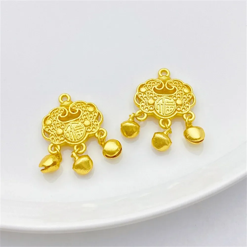 Antiguo Fasha Golden Bell Fu personaje Ruyi Lock Charm colgante DIY suministros de joyería cuentas para collar pulsera accesorios artesanales
