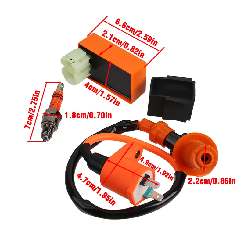 Motorbike Ingition Set 1pc Racing CDI + Spark Plug + Ignition Coil Kits For GY6 50/125/150CC 4-stroke Scooter Parts