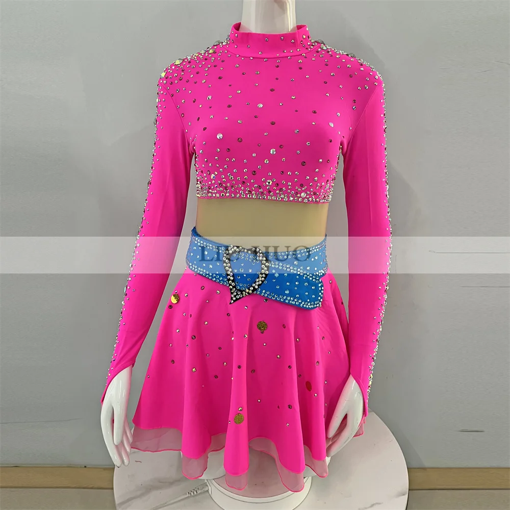 LIUHUO New Ice Dance Figure Skating Dress Women Adult Girl Teens Customize Costume Performance Competition Bow Decoration Child