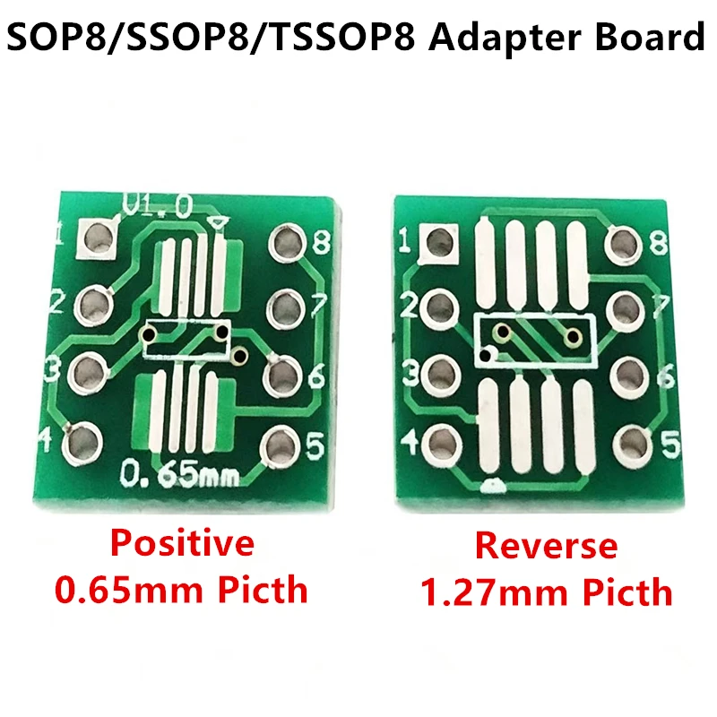 10PCS SOP8 Turn DIP8 SMD to DIP adapter Socket SOP8/TSSOP8/SOIC8/SSOP8 Board TO DIP Adapter Converter Plate 0.65mm 1.27mm