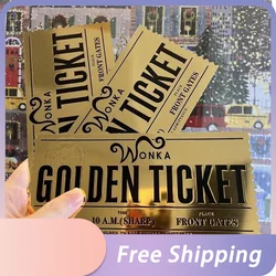 Wonka Charlie Chocolate Golden Ticket Anime Gold Voucher Brooch Pin Badges Metal Pins Bookmark Collection Valentine's Day Gift