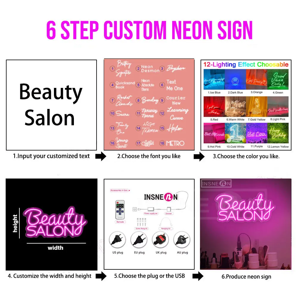 Custom Neon Sign Room Decor Business Logo Barber Bar Party Café Shop 3D Acrylic Signs Beauty Salon Studio Birthday LED Lights