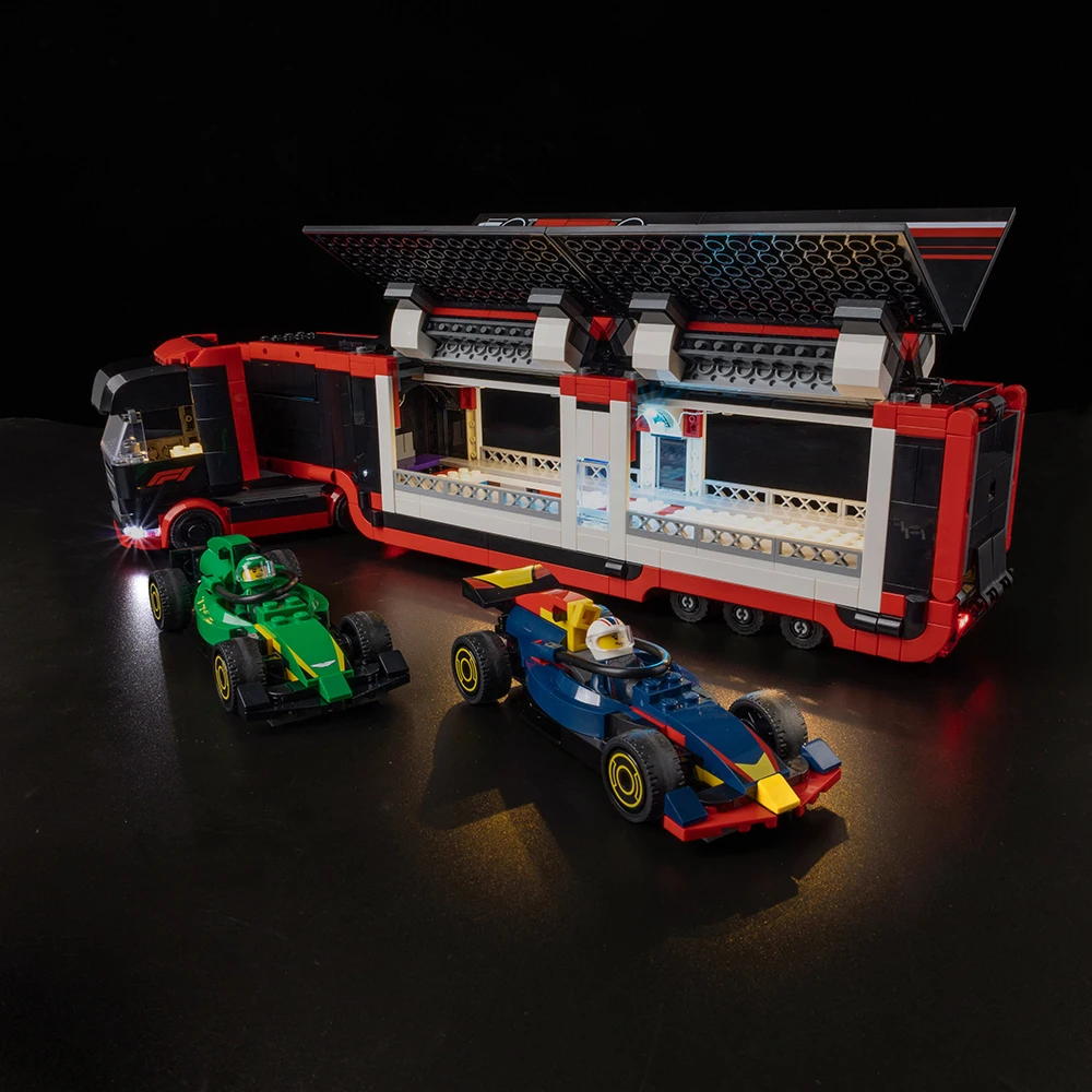 Kein Modell LED-Beleuchtungsset passend für LEGO F1 LKW mit RB20 & AMR24 F1 Cars City 60445 (Bauchblöcke nicht im Lieferumfang enthalten)