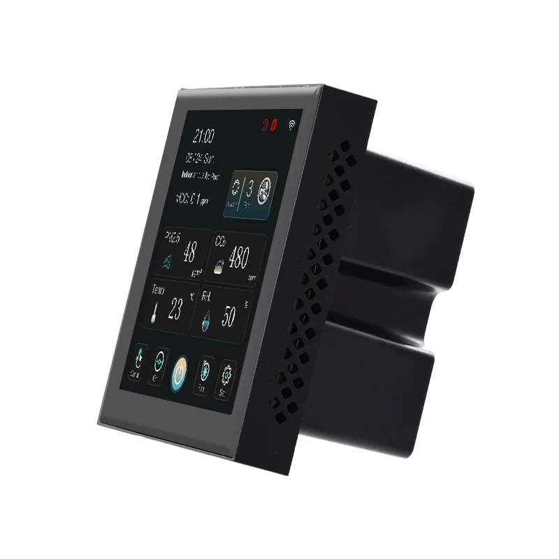 Controller intelligente a colori LCD da 4 pollici con dati CO2, PM2.5 utilizzati per il controller HVAC del sistema di ventilazione