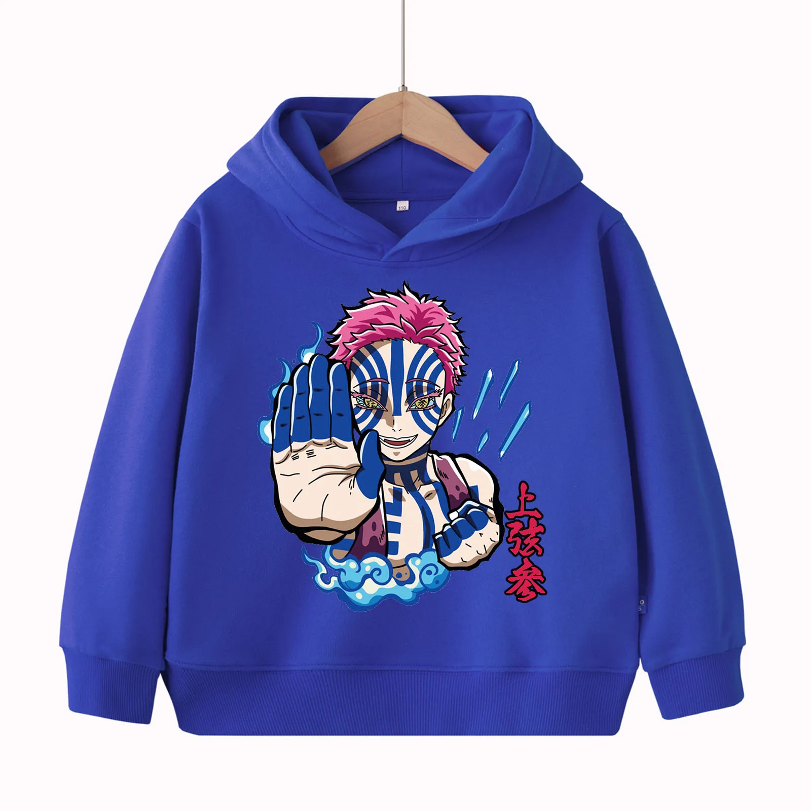 شيطان القاتل كيميتسو نو يابا أكازا أنيمي طباعة هوديي للأطفال ، هاراجوكو الأمريكية الهيب هوب هوديي غير رسمي #2