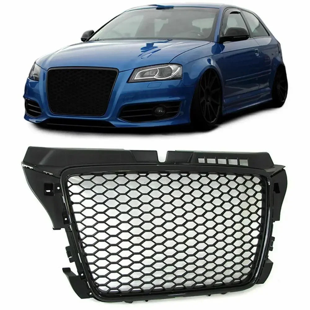 

RS3 Style Front Sport Hex Mesh Honeycomb Hood Grill Gloss Black for Audi A3/S3 8P 2009 2010 2011 2012 2013 Front Center Grill