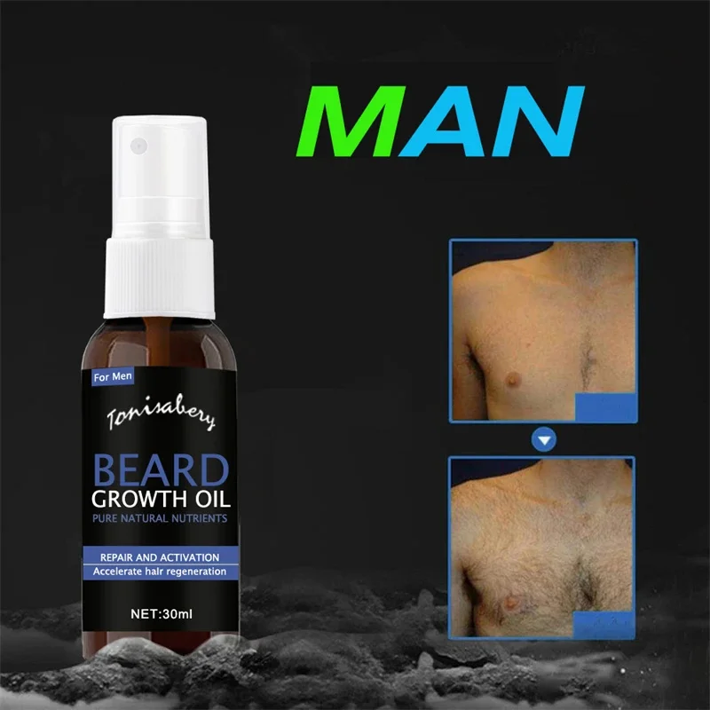 Beard Growth Serum Spray Fast Styling Hair Growing Essential Oil Thicker Longer Fuller Beard Softening Moisturizing Beard Liquid