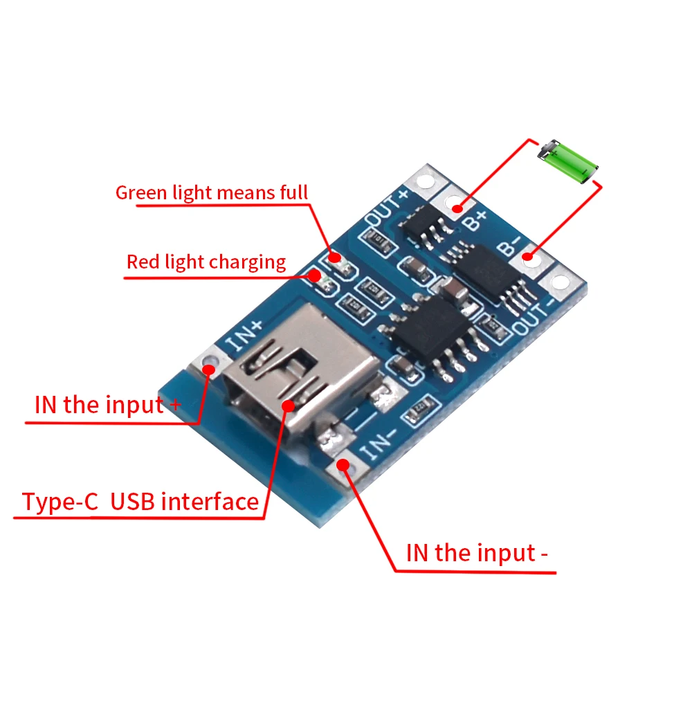 1-10PCS Typ-c Micro Mini 18650 TP4056 Lithium-Batterie Ladegerät Modul 5V 1A Lade Board mit Schutz Dual Funktionen Li-Ion – Detail 5