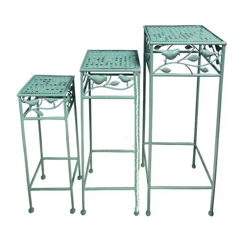 Iron square round three-piece flower stand, old floor raised stool, ladder, courtyard, balcony, outdoor park, logistics trade