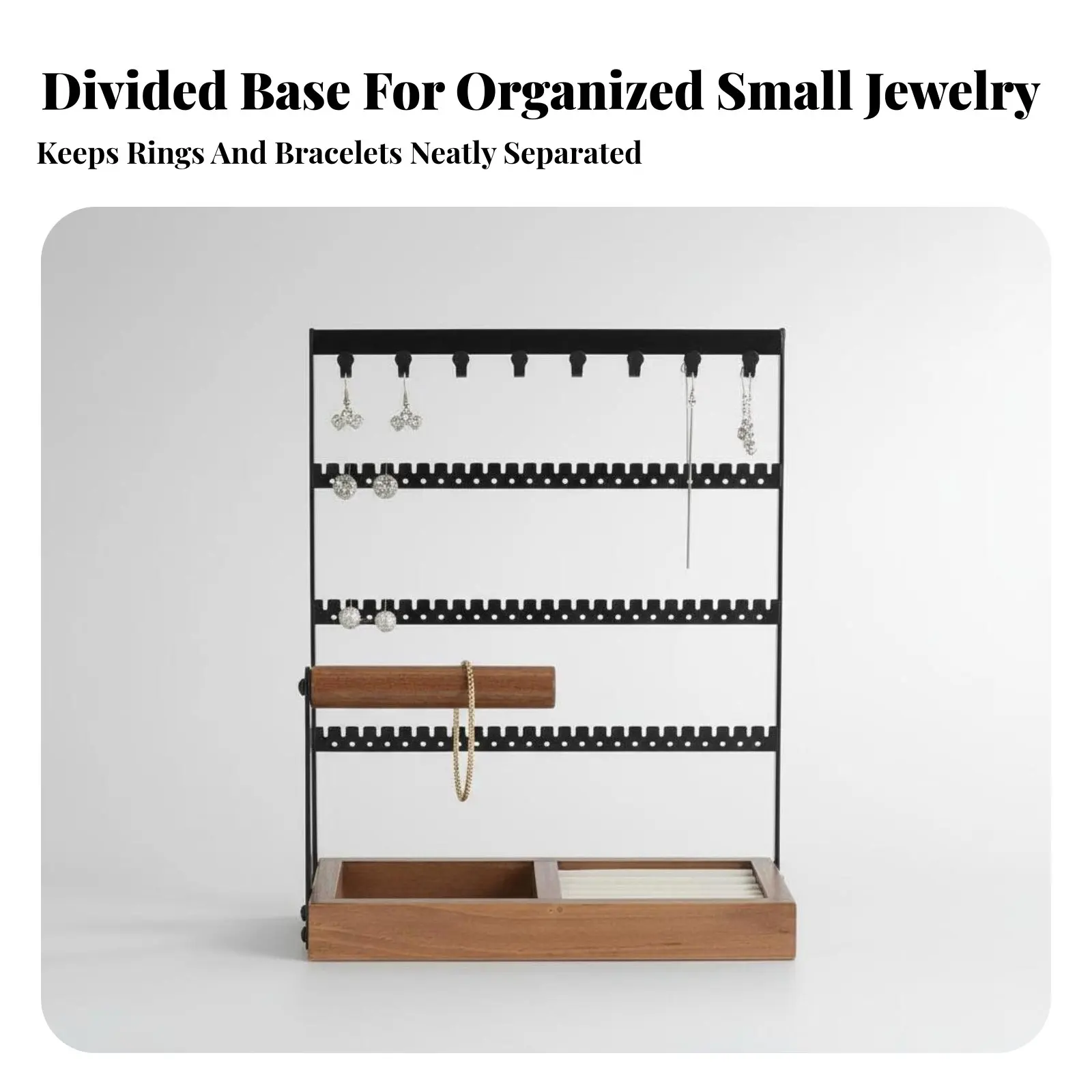 Jewelry Display Stand Sturdy 4-Tier Jewelry Rack Earring and Necklace Holder Saves Space Individual Accessory Storage