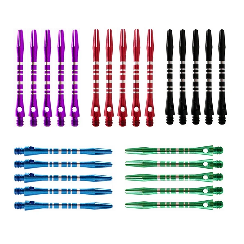 6 Piece Colour Scored Aluminium Shafts Dart Drop Kit 2BA Standard Thread 53mm for Replacement of Professional Dart Parts