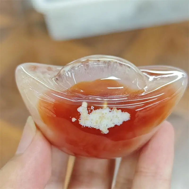 1PCS Natural Agate Ingot Carving Crystal Healing Animals Figurines Home Decorations DIY Holiday Gift