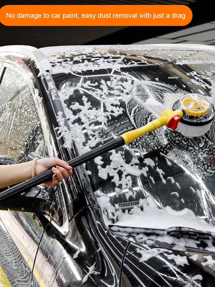 車用回転洗浄ブラシ ロングハンドル洗浄フォームブラシ 360度スプレーフォーム回転ブラシ 車両清掃メンテナンス用シェニール