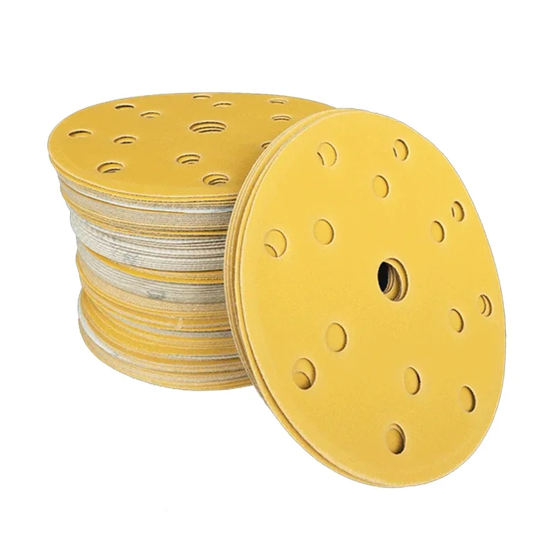 10 PCs 6 inch 15 hole sandpaper car dry grinder putty round self-adhesive flocking 150mm sanding machine polishing pad